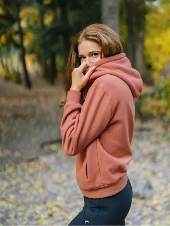 Women's Rust Zip-Up Bomber Hoodie - Picture 3 of 4
